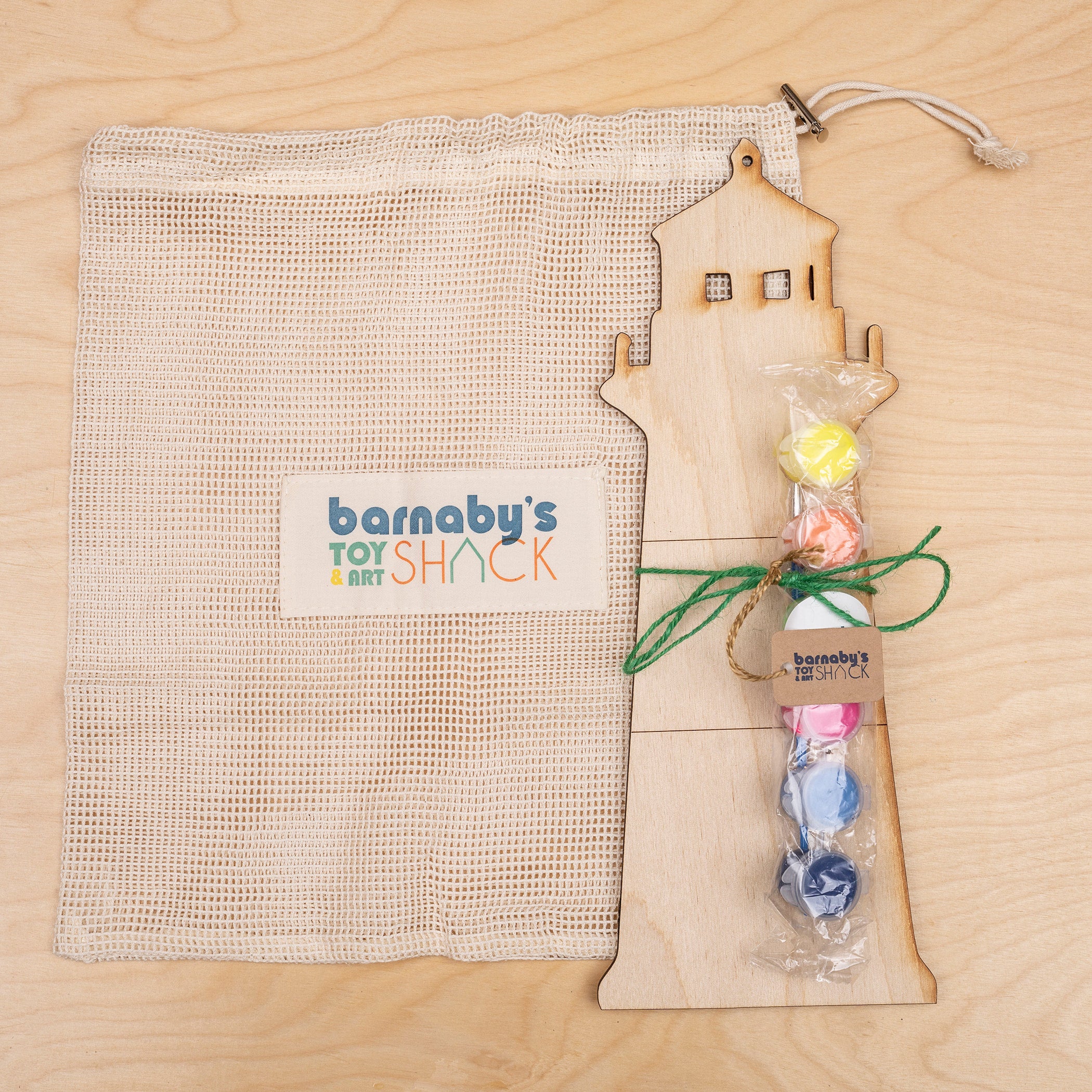 Kit Lighthouse Wood Slice Barnaby's Toy and Art Nantucket and